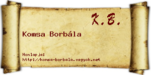 Komsa Borbála névjegykártya